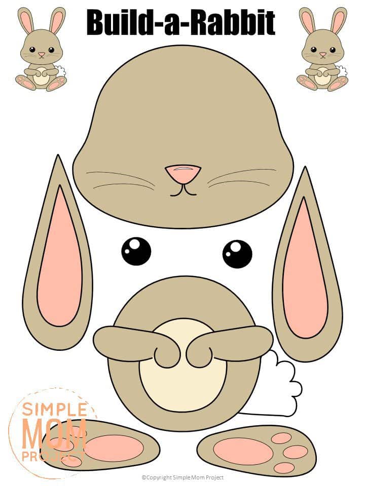 Printable Forest Rabbit Craft Template for kids, preschoolers, toddlers and kindergartners