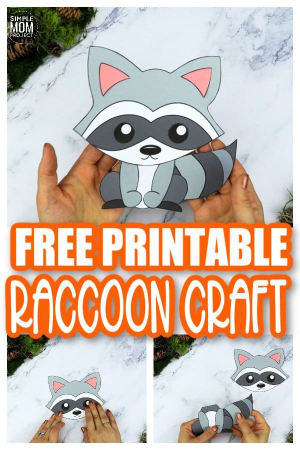 Free Printable Forest Raccoon Craft Template for kids, preschoolers, toddlers and kindergartners