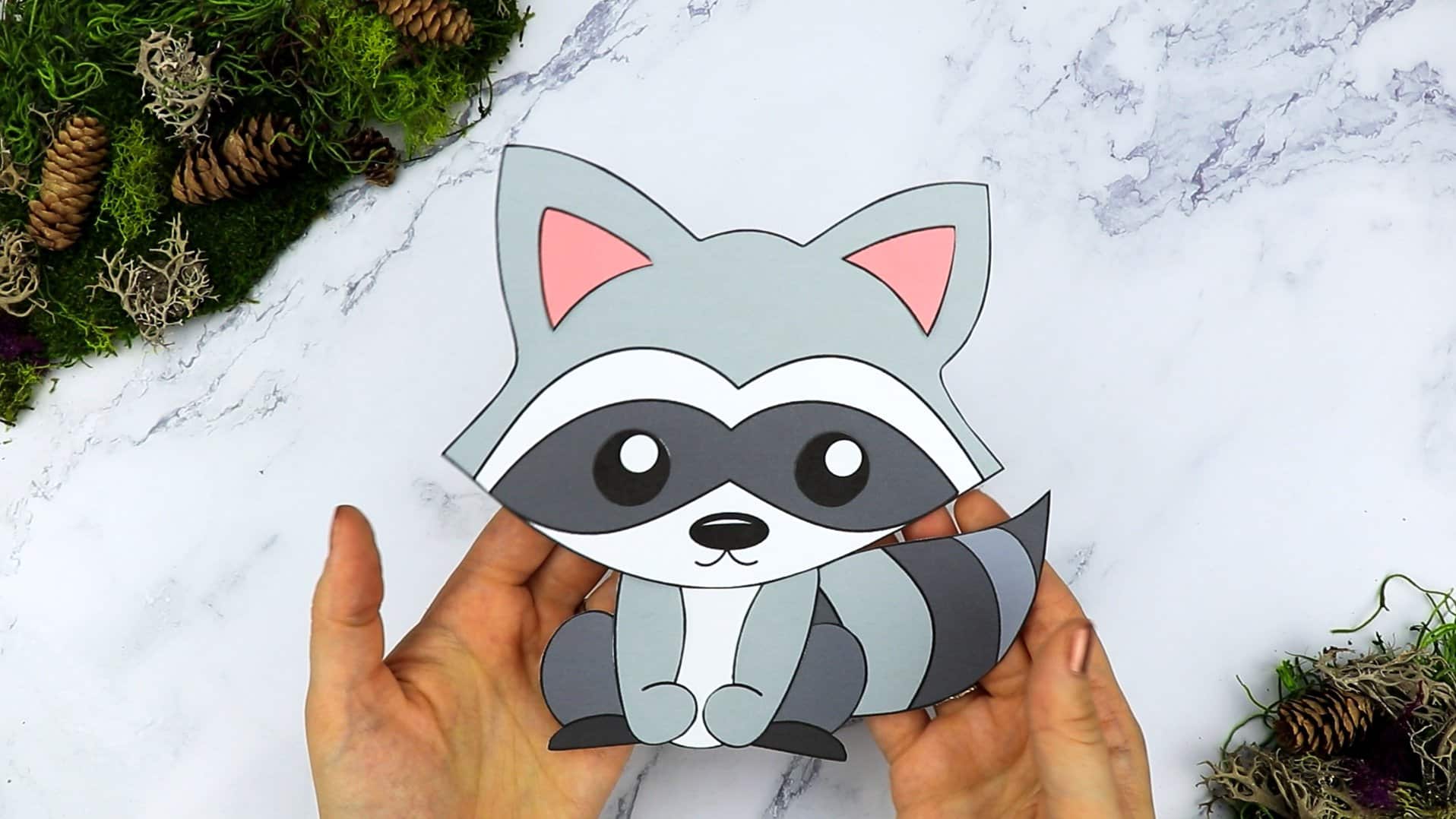 Free Printable Forest Raccoon Craft Template for kids, preschoolers, toddlers and kindergartners
