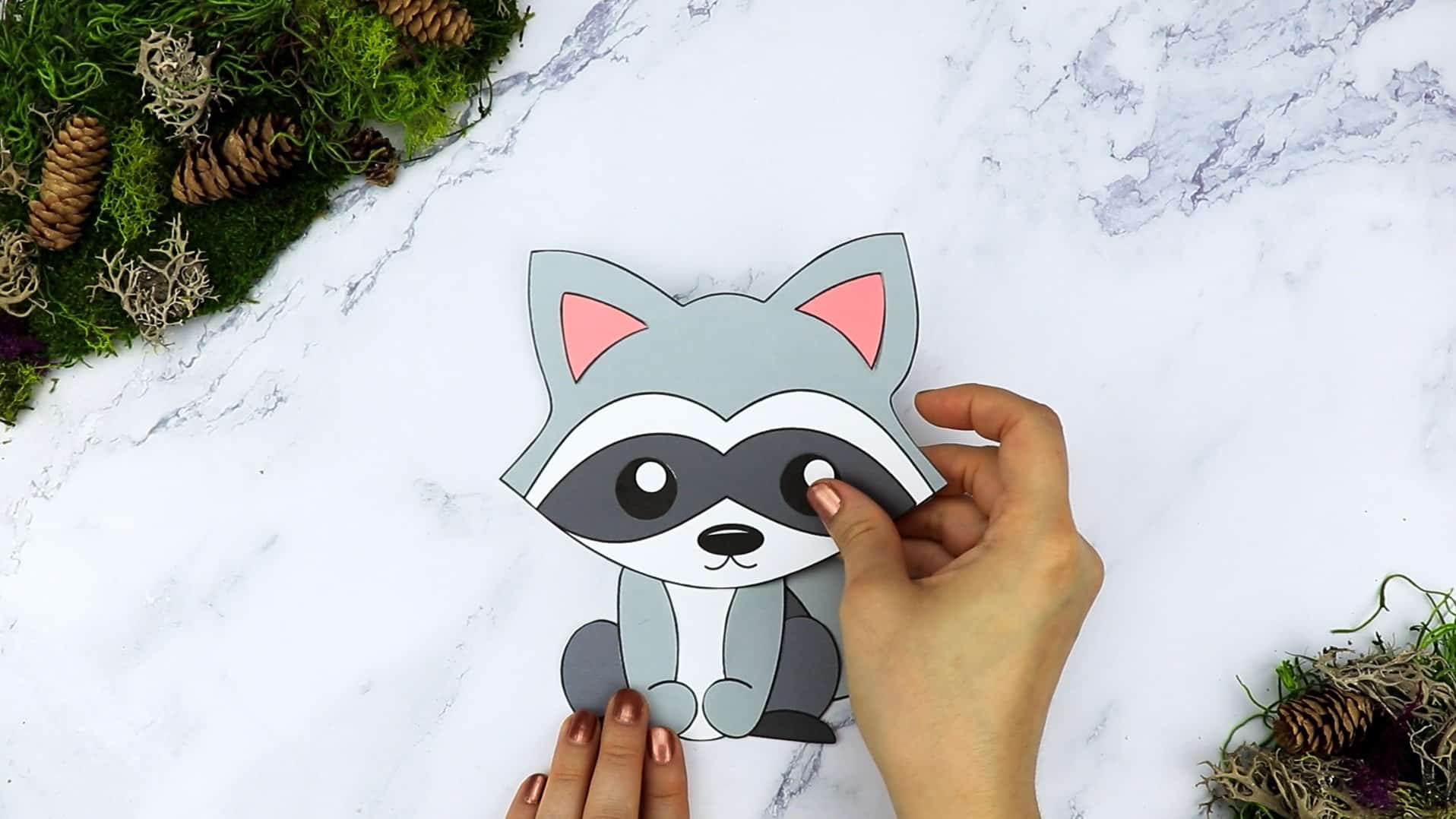 Free Printable Forest Raccoon Craft Template for kids, preschoolers, toddlers and kindergartners
