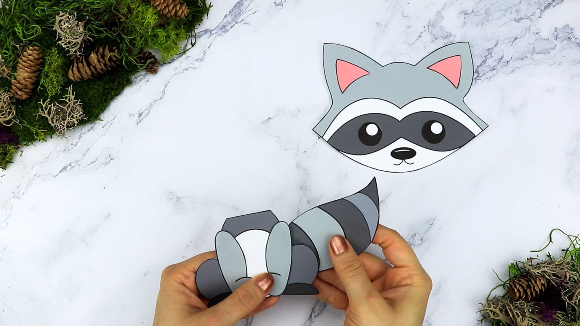 Free Printable Forest Raccoon Craft Template for kids, preschoolers, toddlers and kindergartners