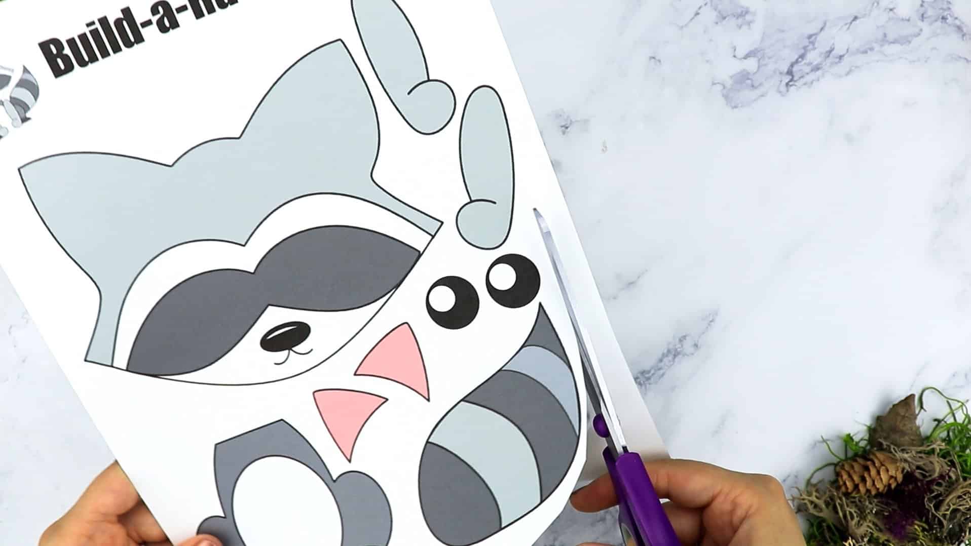 Free Printable Forest Raccoon Craft Template for kids, preschoolers, toddlers and kindergartners