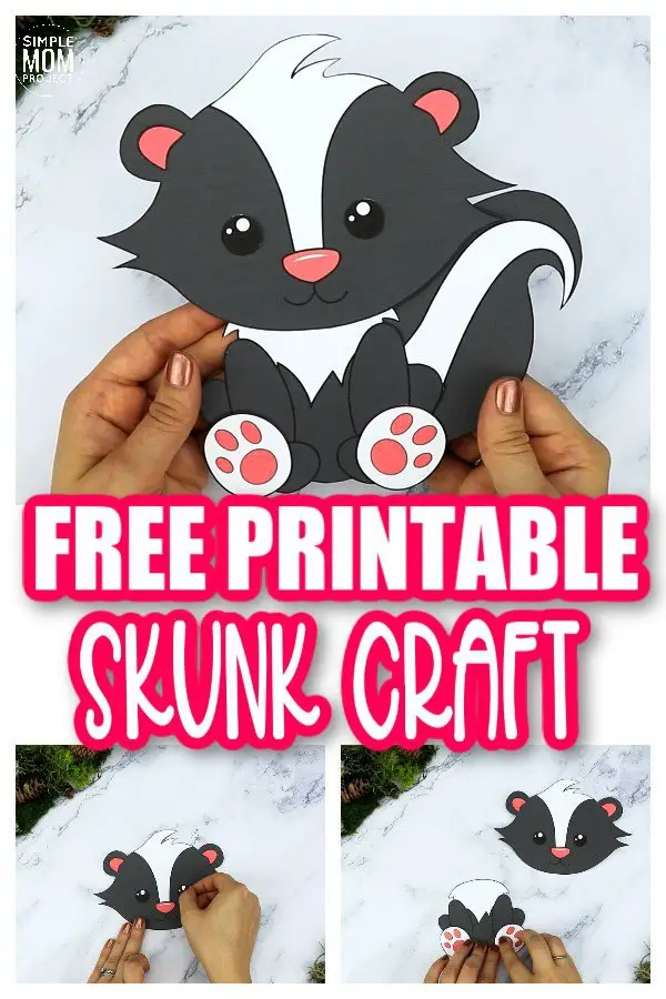 Free Printable Forest Skunk Craft Template for kids, preschoolers, toddlers and kindergartners