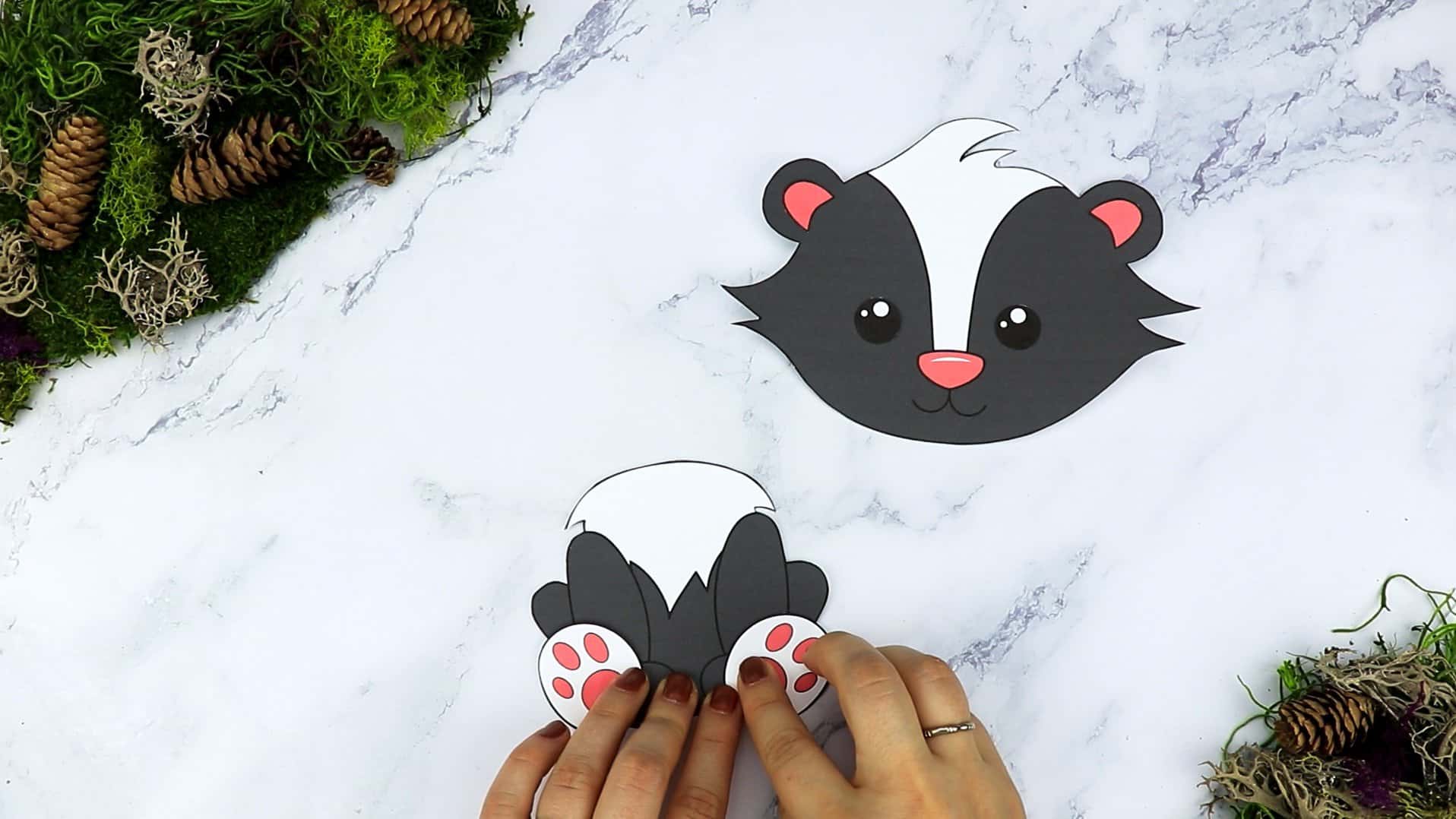 Free Printable Forest Skunk Craft Template for kids, preschoolers, toddlers and kindergartners