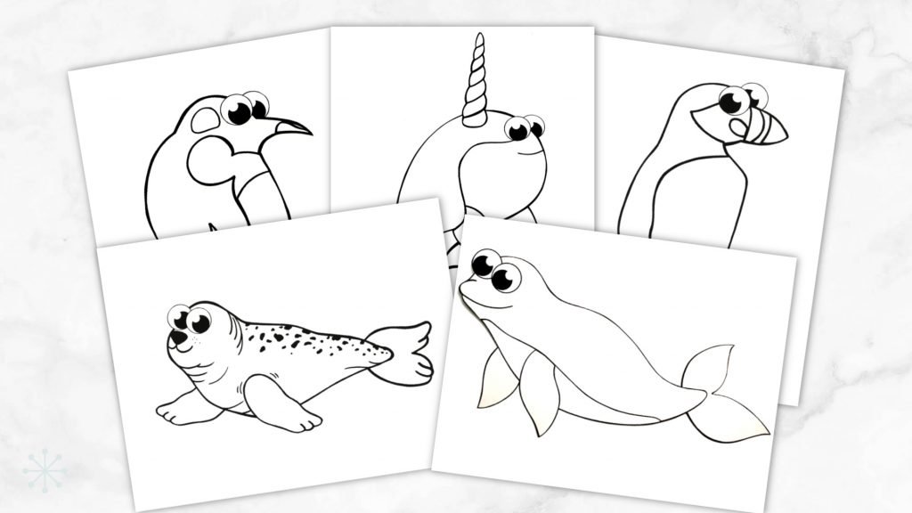 Printable Simple Arctic Animals Coloring Page for kids preschoolers and toddlers Promo