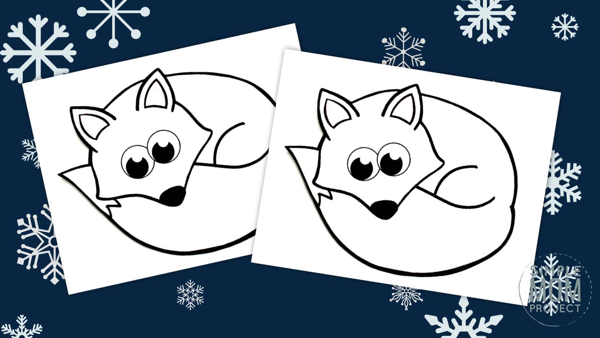 Free Printable Simple Arctic Animal Fox Coloring Page for kids preschoolers and toddlers