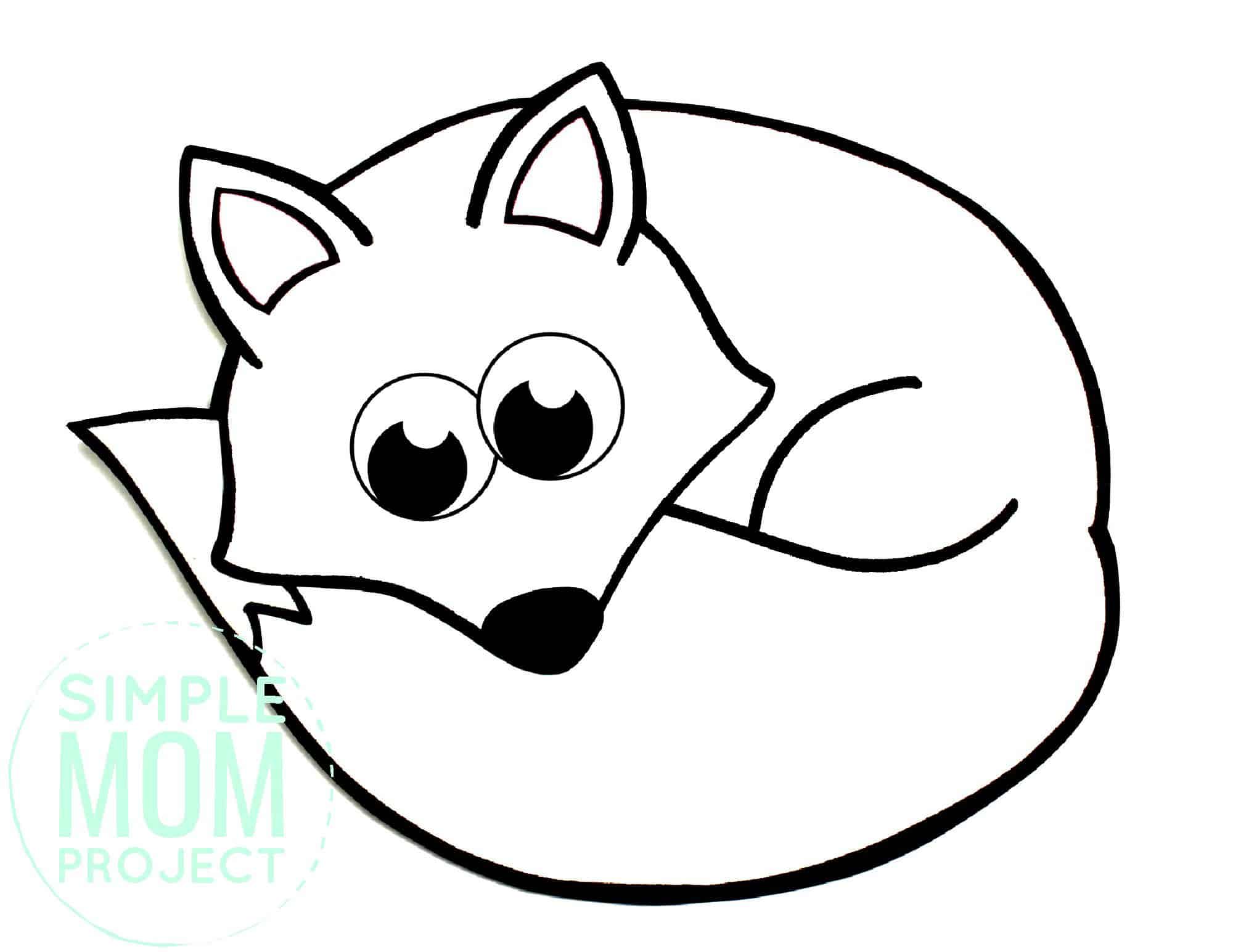 Free Printable Simple Arctic Animal Fox Coloring Page for kids preschoolers and toddlers