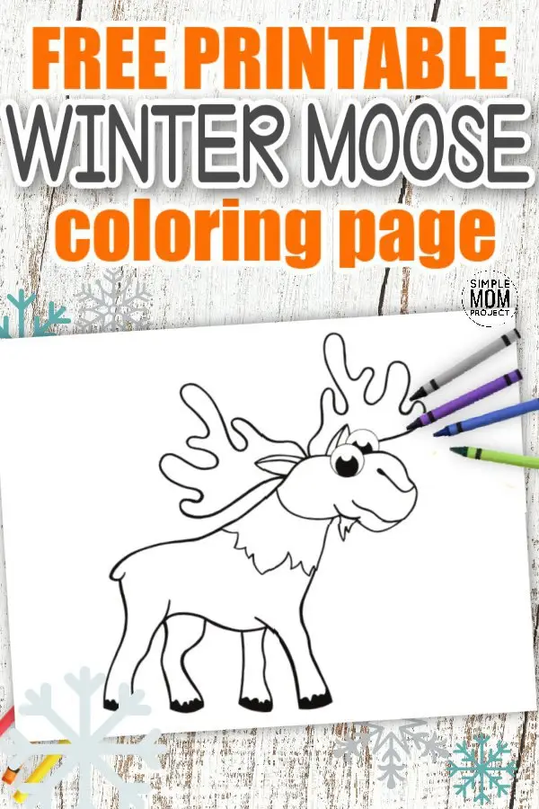Free Printable Simple Arctic Animal Moose Coloring Page for kids preschoolers and toddlers