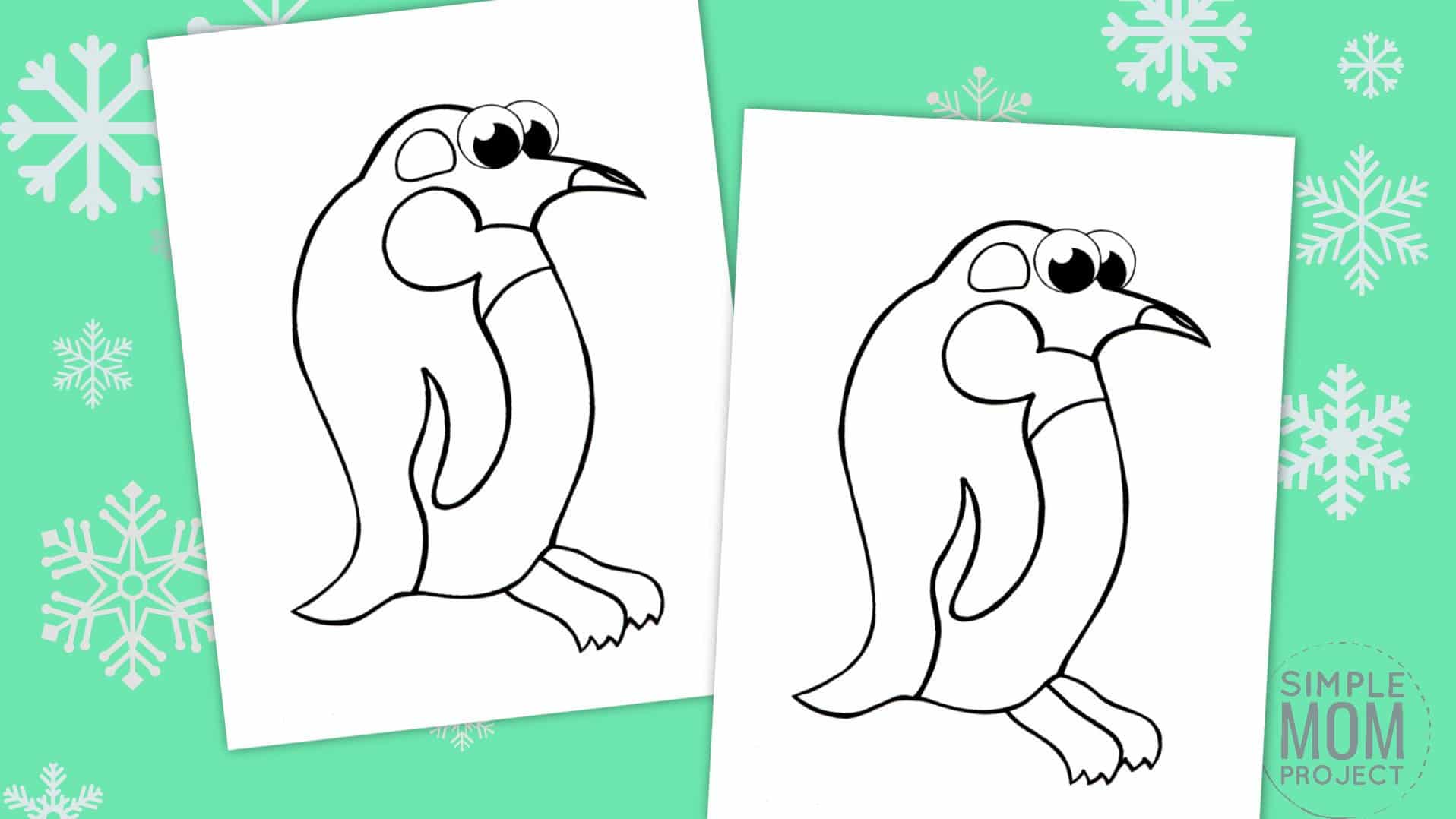 Free Printable Simple Arctic Animal Penguin Coloring Page for kids preschoolers and toddlers