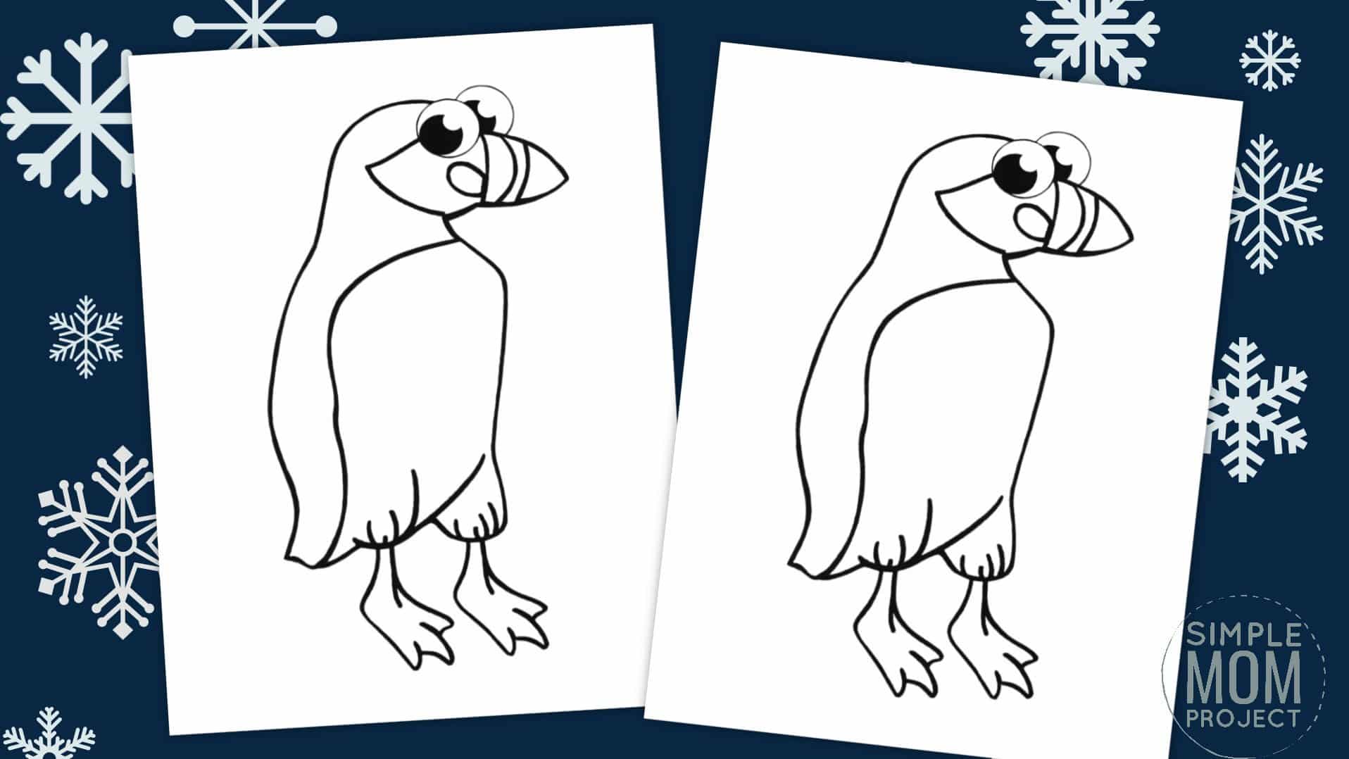 Free Printable Simple Arctic Animal Puffin Coloring Page for kids preschoolers and toddlers