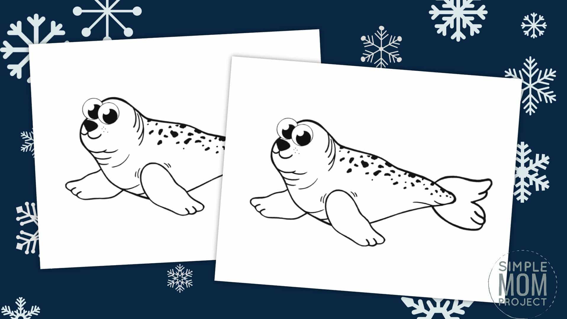 Free Printable Simple Arctic Animal Ringed Seal Coloring Page for kids preschoolers and toddlers