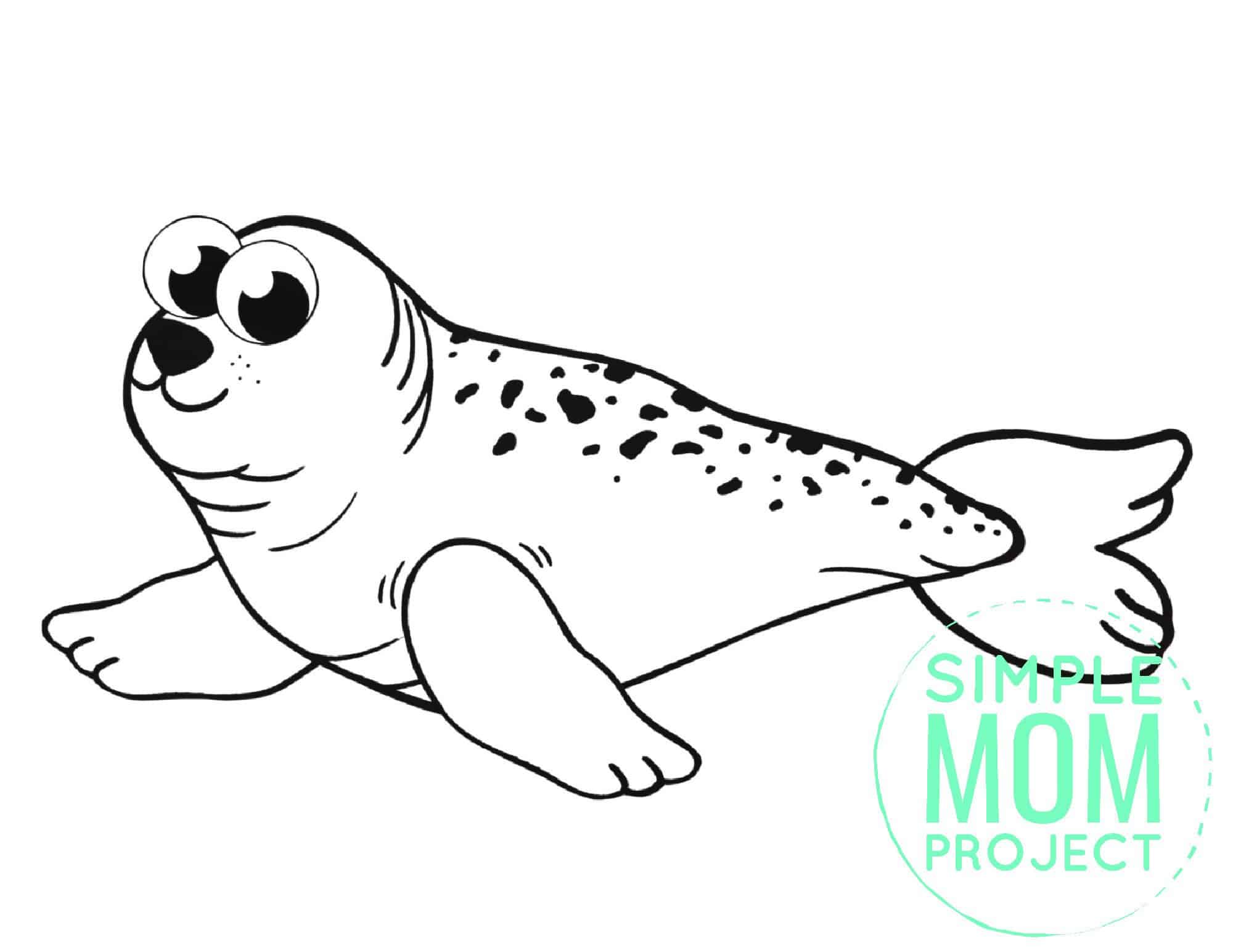 Free Printable Simple Arctic Animal Ringed Seal Coloring Page for kids preschoolers and toddlers