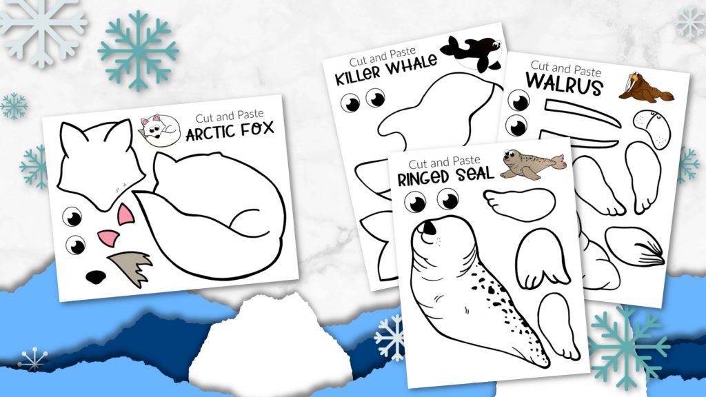 Printable Arctic Animal Crafts for Kids Preschoolers, toddlers and Kindergartners