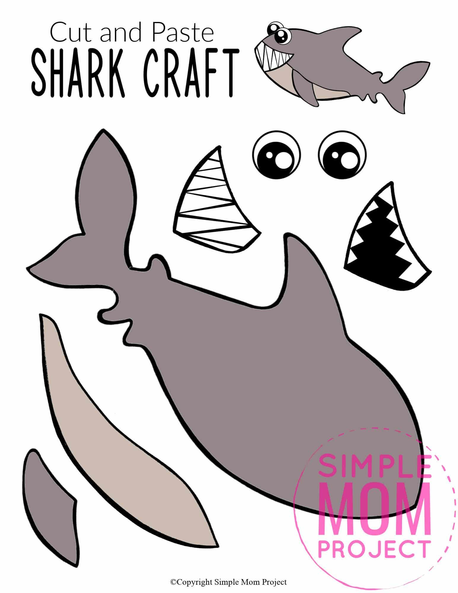 Free Printable Ocean Animal Shark Crafts for kids of all ages, including preschoolers and toddlers shark template 4