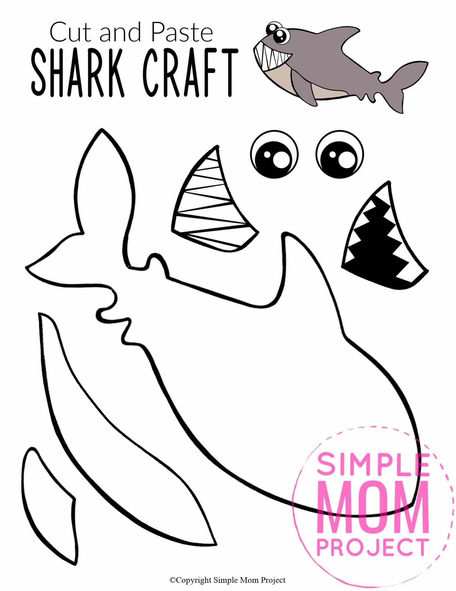 Free Printable Ocean Animal Shark Crafts for kids of all ages, including preschoolers and toddlers shark template 4