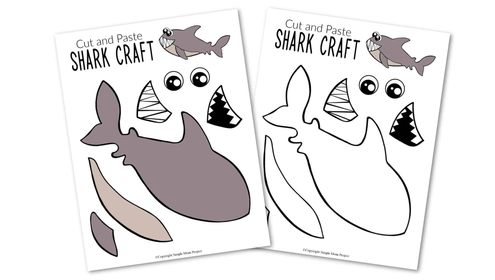 Free Printable Ocean Animal Shark Crafts for kids of all ages, including preschoolers and toddlers shark template 4