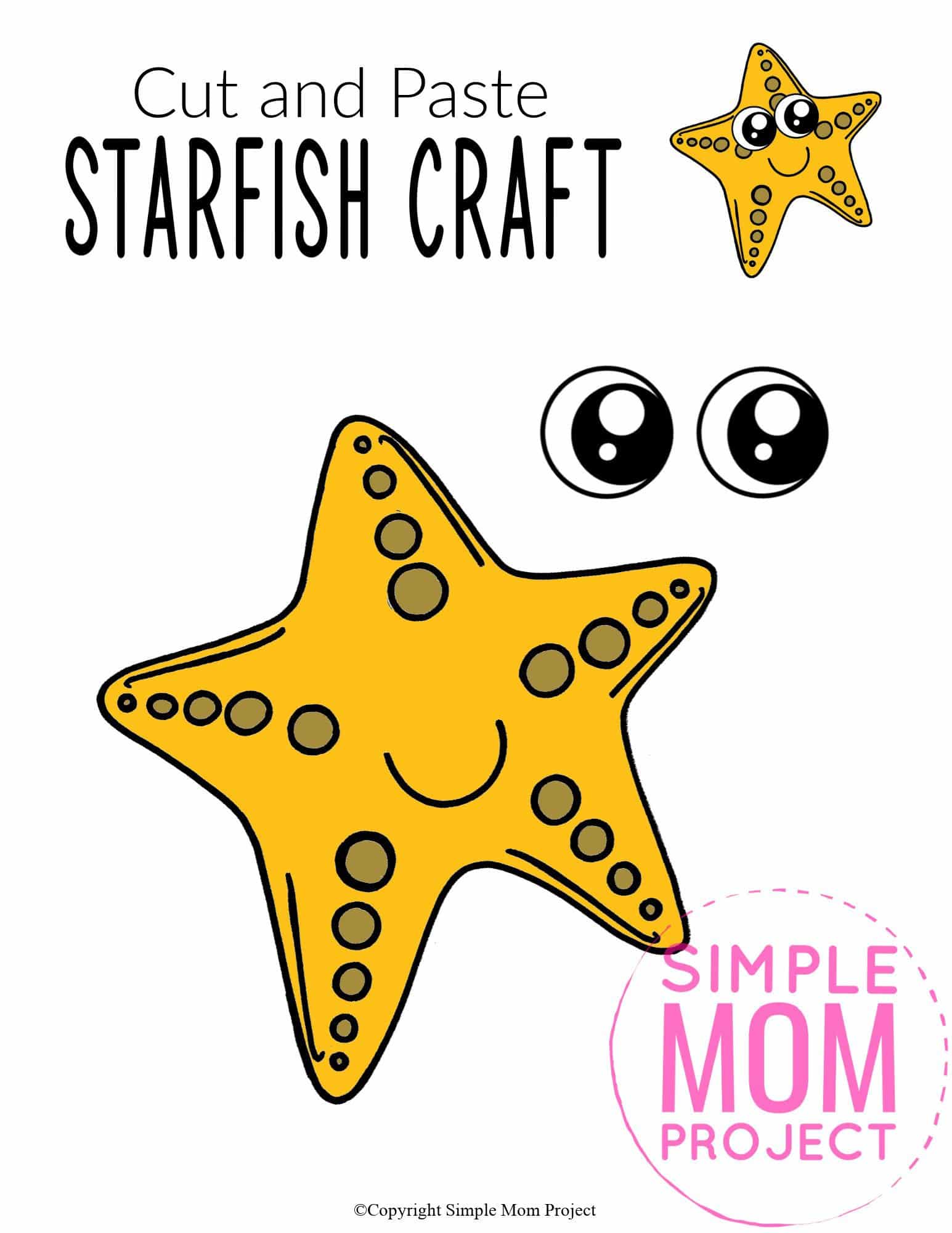 Free Printable Ocean Animal Starfish Crafts for kids of all ages, including preschoolers and toddlers starfish template 3