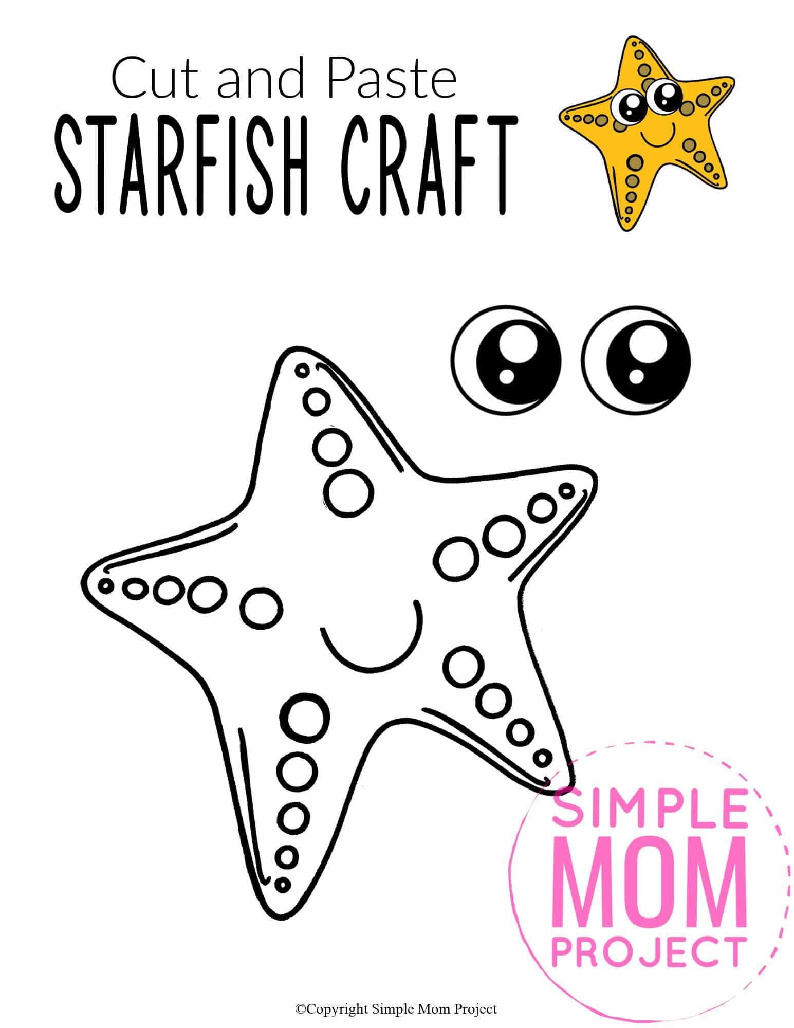 Free Printable Ocean Animal Starfish Crafts for kids of all ages, including preschoolers and toddlers starfish template 3
