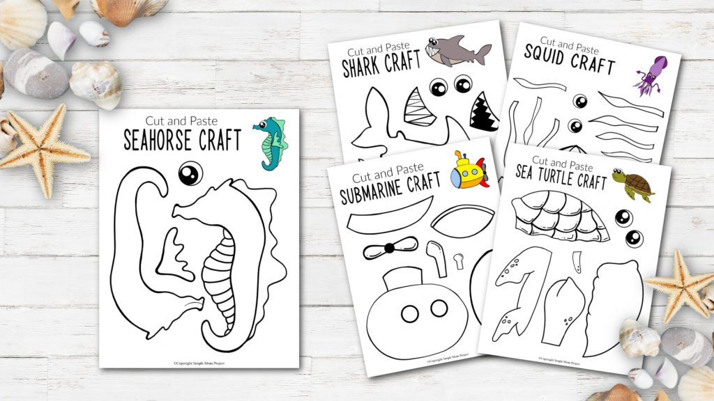 Printable Ocean Animal Crafts for Kids, toddlers, preschoolers 1