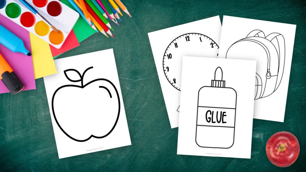 Printable School Suppy and Back to School Themed templates for elementary school teachers, students preschoolers and toddlers