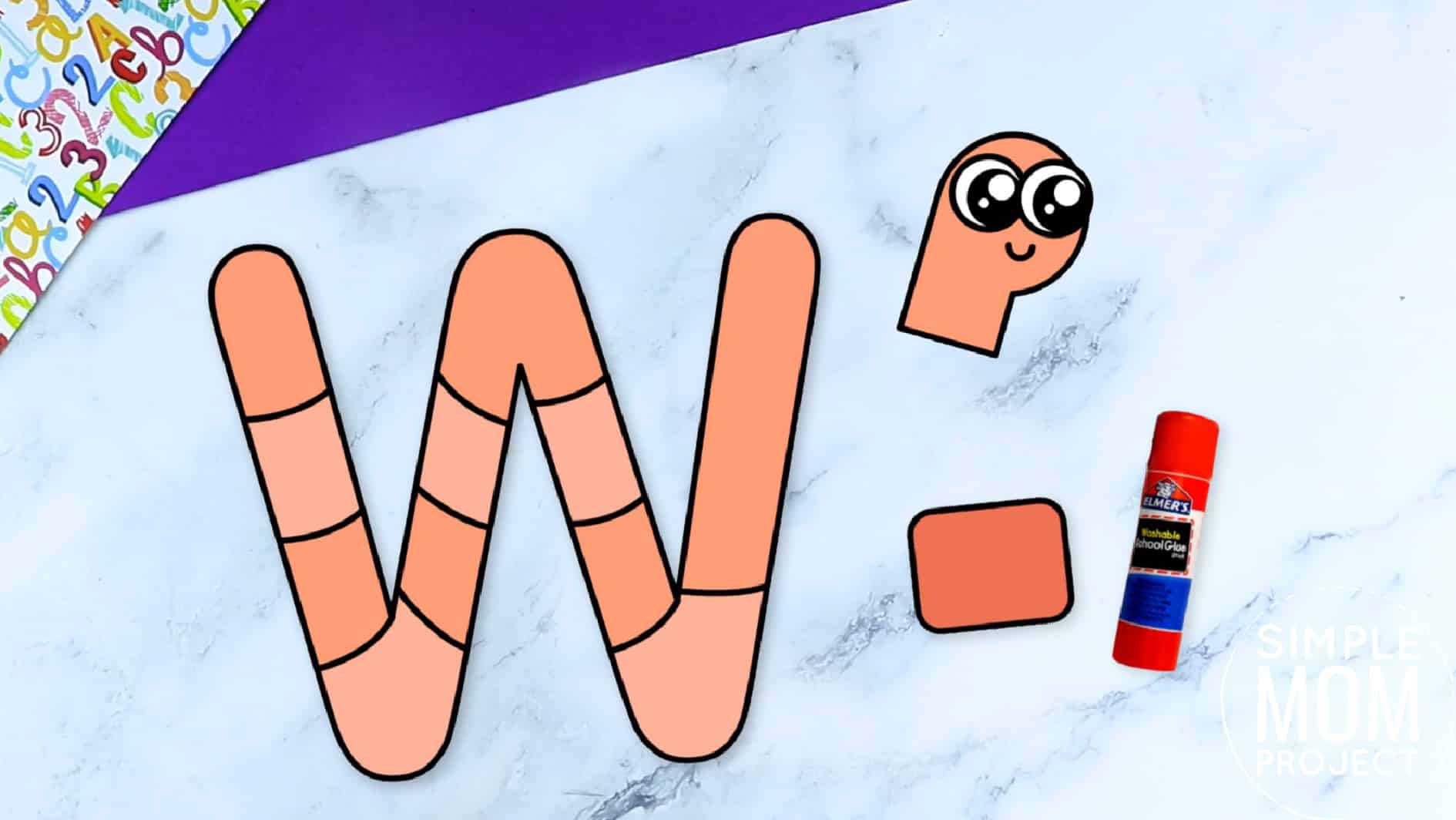 W is for Worm Free Printable Craft Worm Letter W Craft for Kids, preschoolers, toddlers and kindergartner