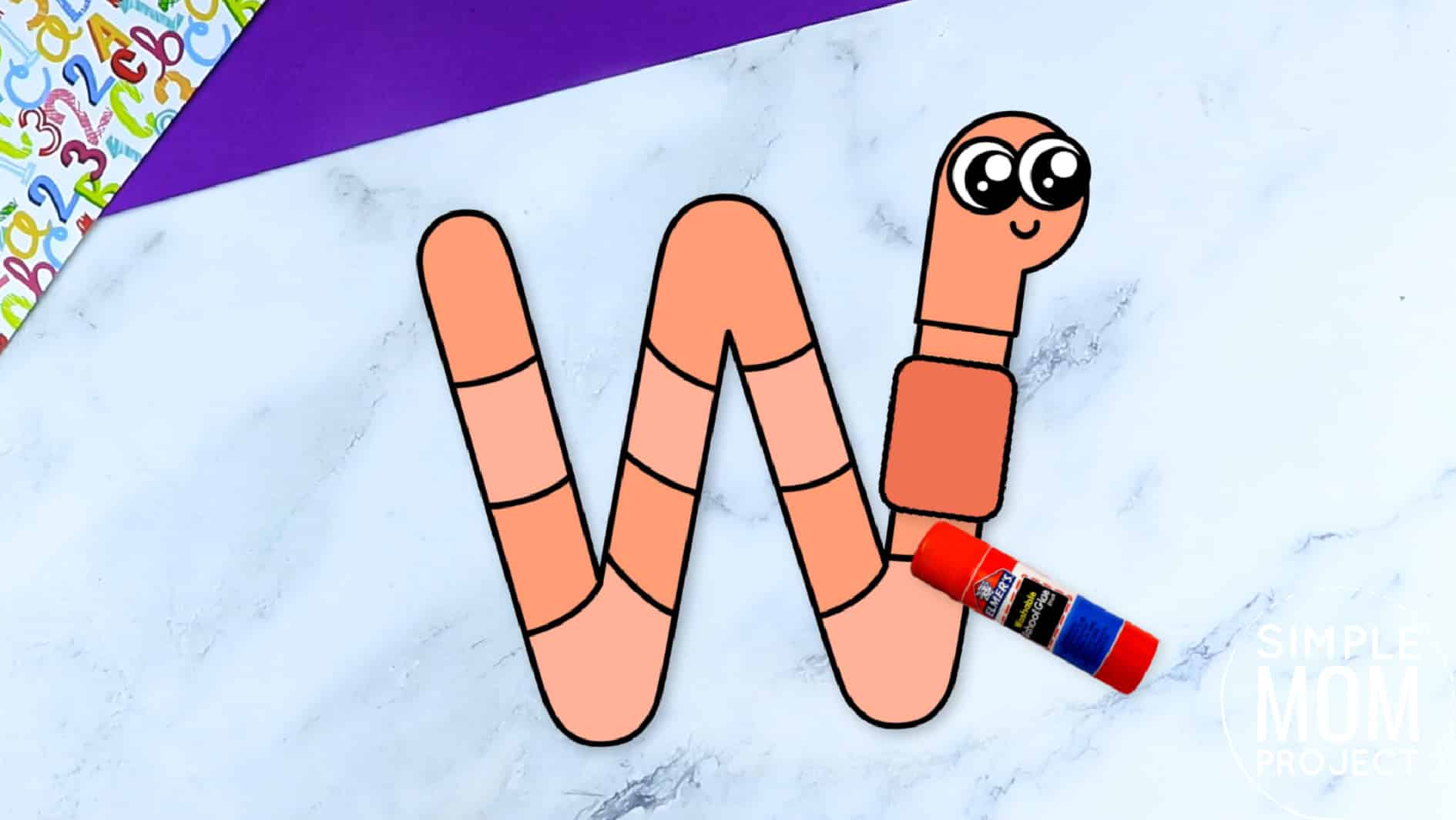 W is for Worm Free Printable Craft Worm Letter W Craft for Kids, preschoolers, toddlers and kindergartner