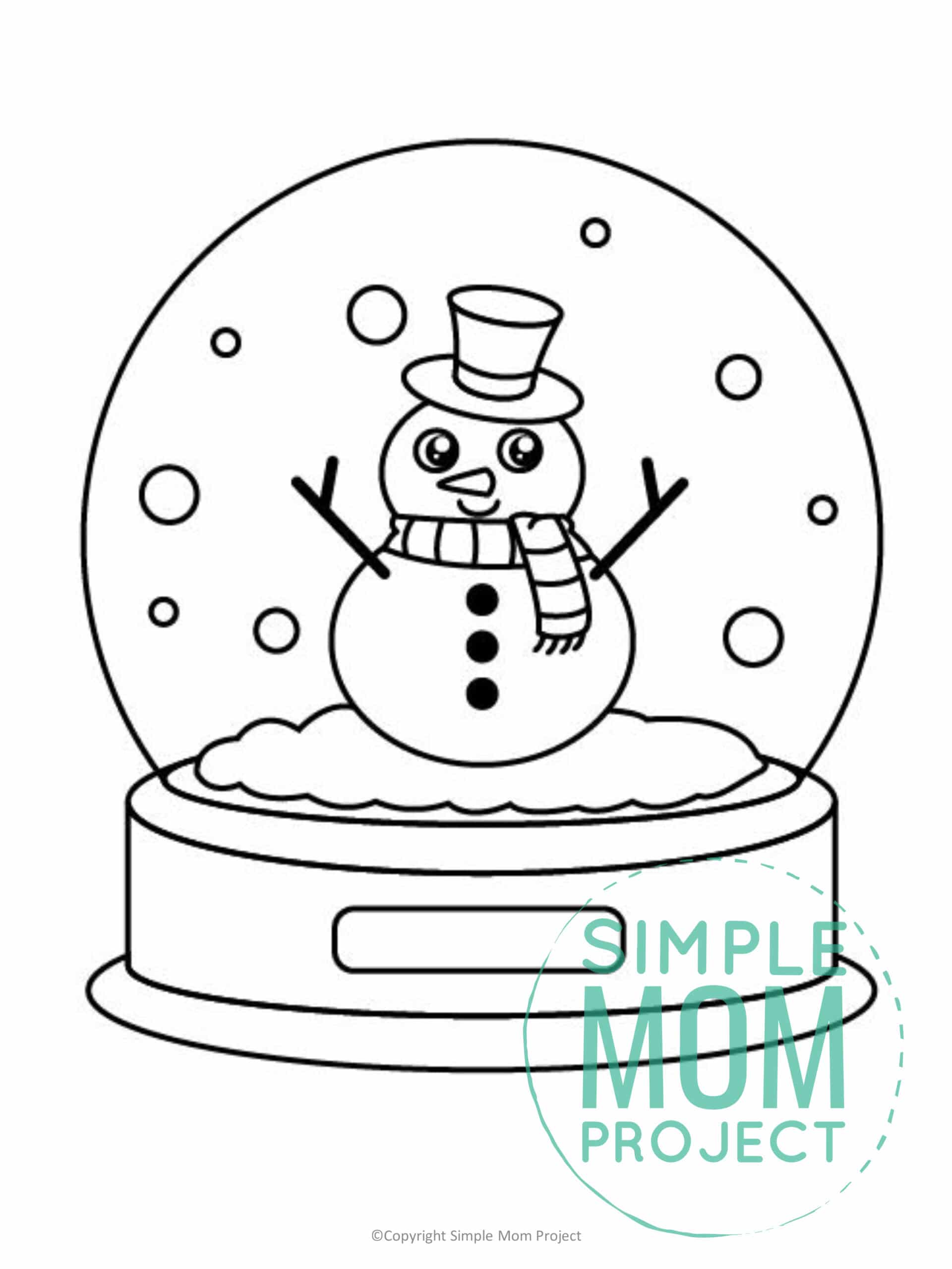 Free Printable Snow globe Template coloring page for preschoolers, toddlers and kindergartners 1