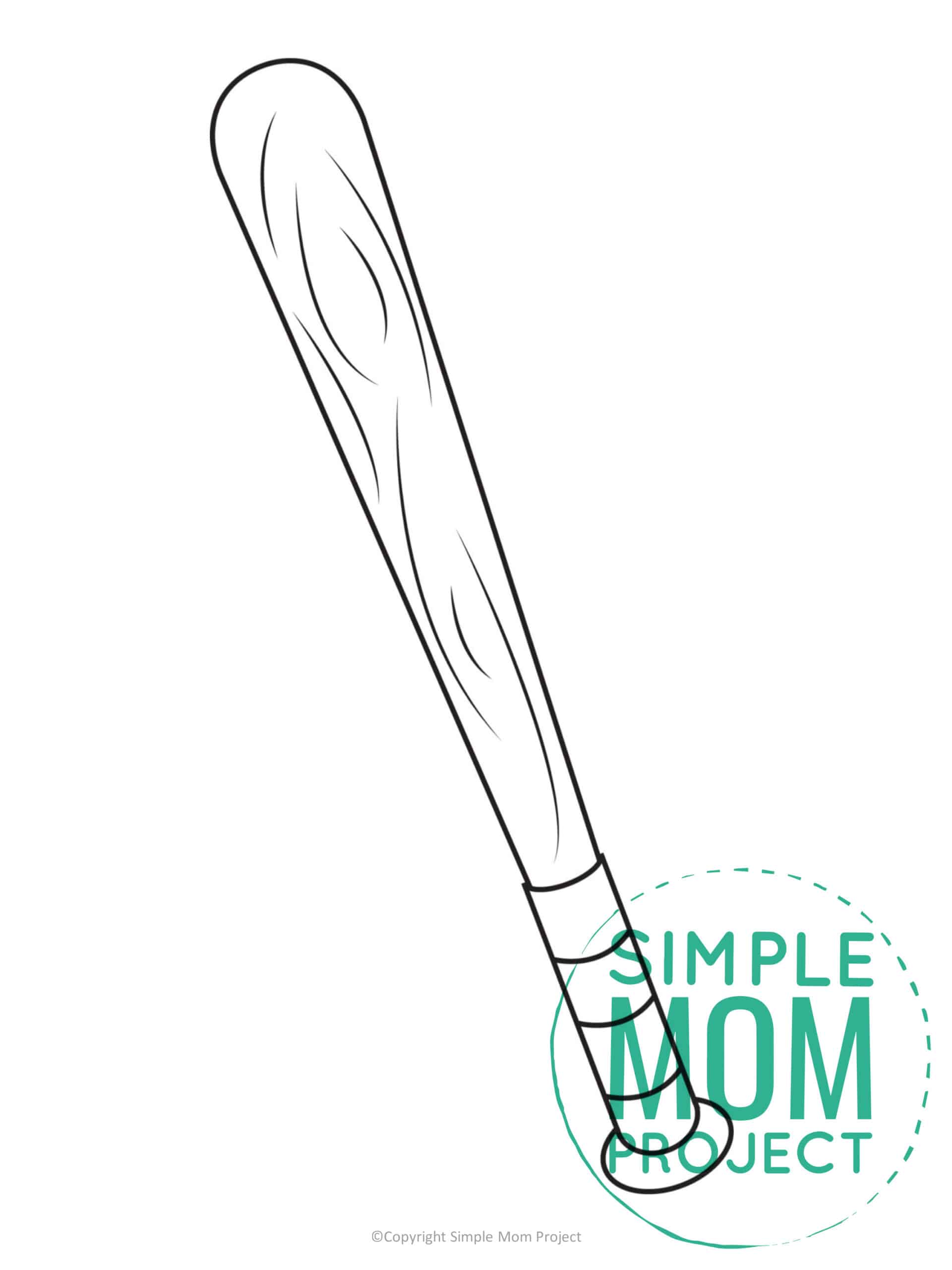 free printable baseball bat template for preschoolers, toddlers and summer crafts