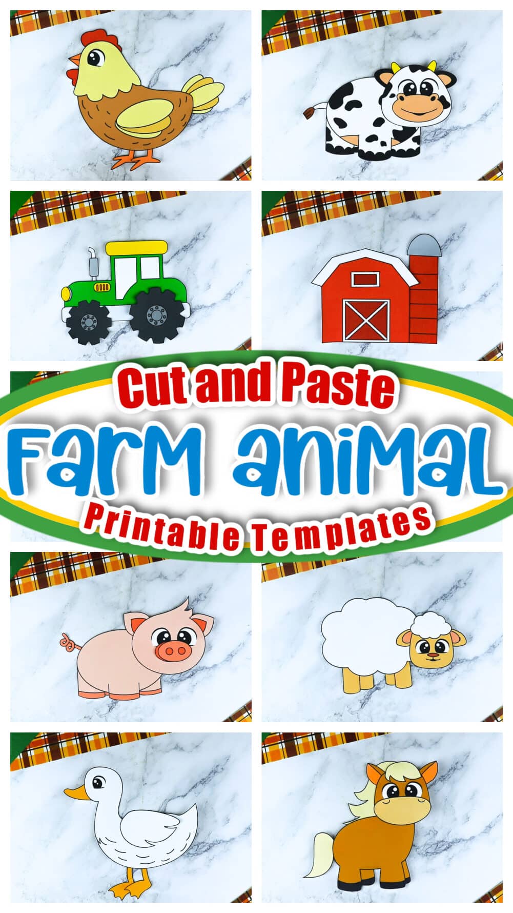 Click now to download these simple and easy farm animal crafts that are perfect for preschool, kindergarten and toddler age kids! From pigs to cows and from horses to sheep, these fun and adorable old macdonald farm animal crafts are perfect for your little one! Print your farm animal craft set now!